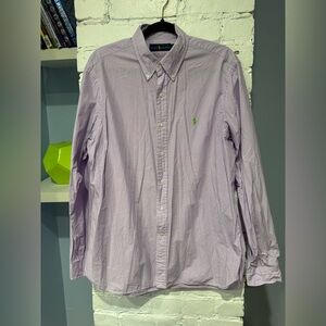 Polo Ralph Lauren Purple White Gingham Check Oxford Shirt Size‎ 16.5